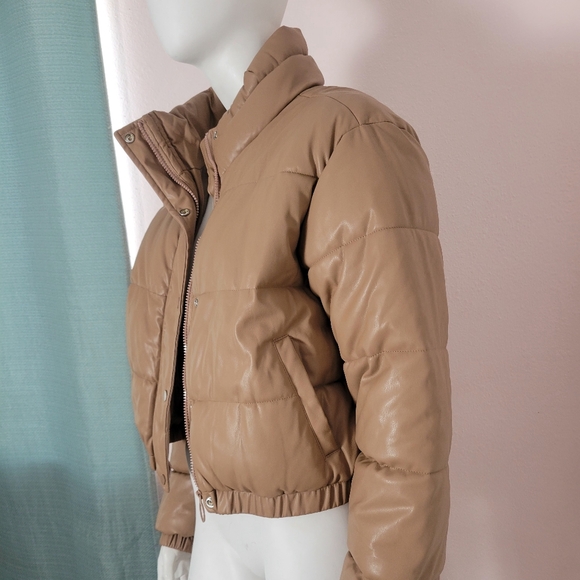 Forever 21 Tan Faux Leather Puffer Jacket - Picture 4 of 7